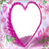 fotomontaje corazon rosa y flores